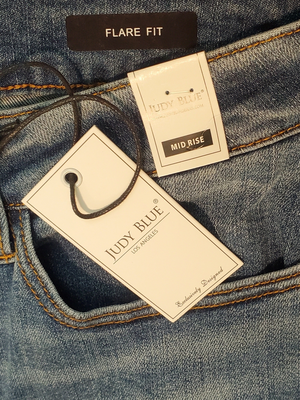 Judy Blue Flare Jeans Mid Rise Double Angle Seam  14W - Picture 4 of 10